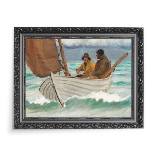 Michael Ancher Dwaj rybacy ze Skagen w łodzi 70x50 wydruk na płótnie CANVAS