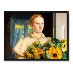 Michael Ancher Dziewczyna ze słonecznikami 40x30 w RAMIE