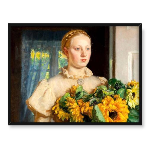 Michael Ancher Dziewczyna ze słonecznikami 40x30 w RAMIE