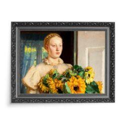 Michael Ancher Dziewczyna ze słonecznikami 70×50 wydruk na płótnie CANVAS