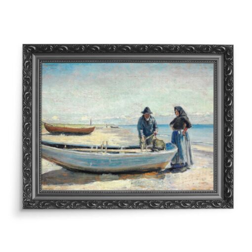 Michael Ancher Rybak z żoną przy łodzi Skagen 70x50 wydruk na płótnie CANVAS
