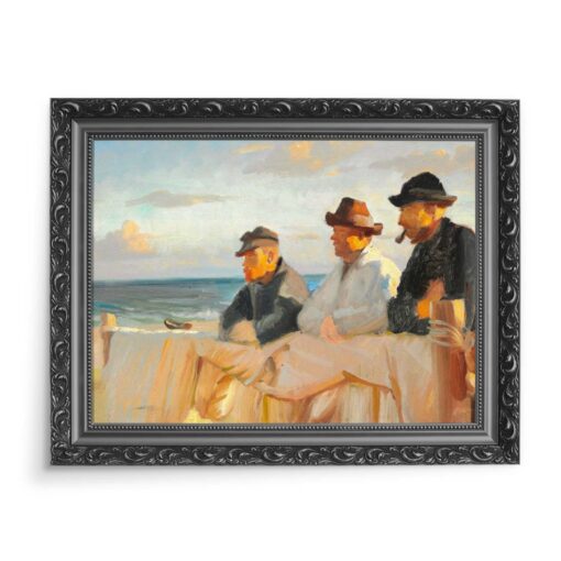 Michael Ancher Trzej rybacy na plaży w Skagen 70x50 wydruk na płótnie CANVAS