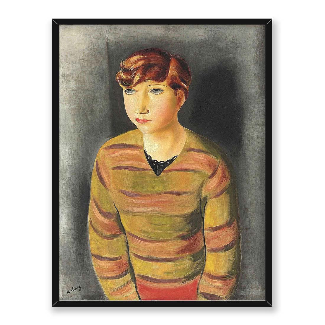 Moise Kisling Portret Kobiety w swetrze w paski 30x40