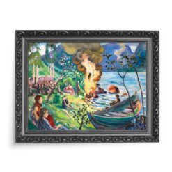 Nikolai Astrup Ogniska nad jezionem 70x50 wydruk na płótnie CANVAS