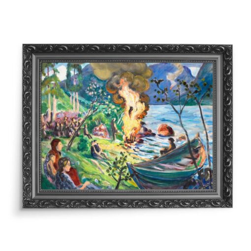 Nikolai Astrup Ogniska nad jezionem 70x50 wydruk na płótnie CANVAS