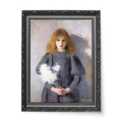 Olga Boznańska Dziewczyna z chryzantemami 50×70 wydruk na płótnie CANVAS