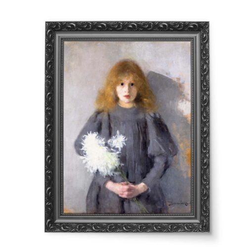 Olga Boznańska Dziewczyna z chryzantemami 50x70 wydruk na płótnie CANVAS