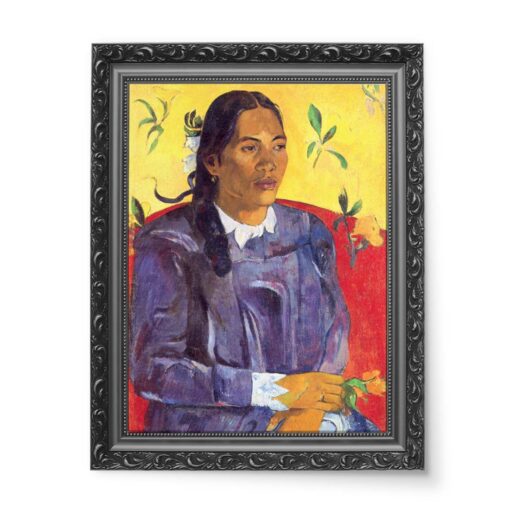 Paul Gauguin Kobieta z kwiatkiem 50x70 wydruk na płótnie CANVAS