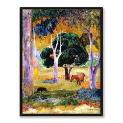 Paul Gauguin Krajobraz ze świnią i koniem 30×40