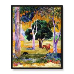 Paul Gauguin Krajobraz ze świnią i koniem 40×50
