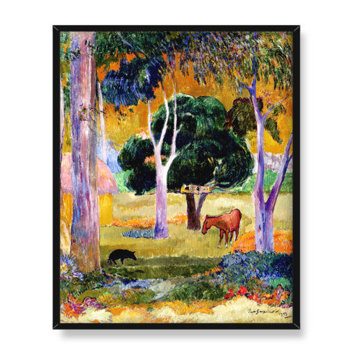 Paul Gauguin Krajobraz ze świnią i koniem 40x50 w RAMIE