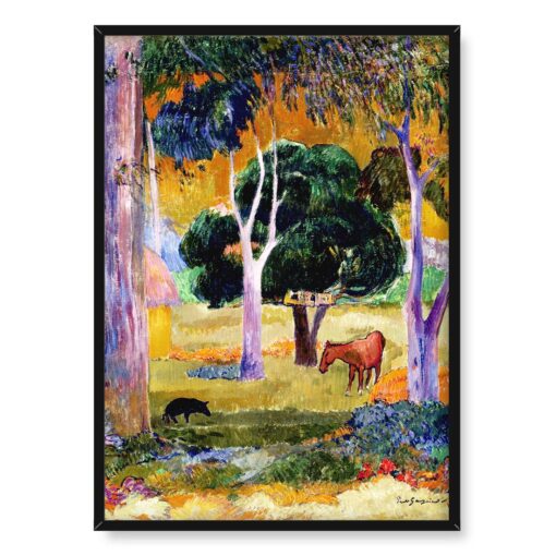 Paul Gauguin Krajobraz ze świnią i koniem 50x70