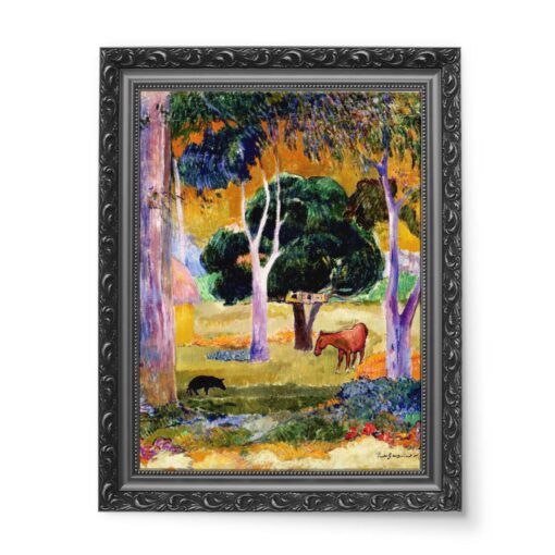 Paul Gauguin Krajobraz ze świnią i koniem 50x70 wydruk na płótnie CANVAS