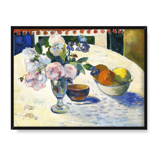 Paul Gauguin Kwiaty i miska owoców na stole 40x30 w RAMIE