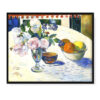 Paul Gauguin Kwiaty i miska owoców na stole 50×40