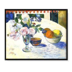 Paul Gauguin Kwiaty i miska owoców na stole 50×40