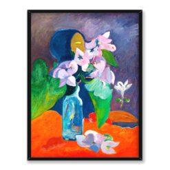 Paul Gauguin Martwa natura z kwiatami i idolem 30×40