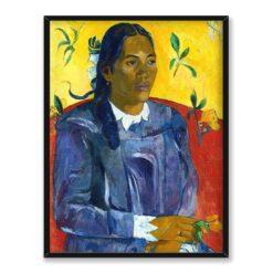 Paul Gauguin Tahitańska kobieta z kwiatem 30×40