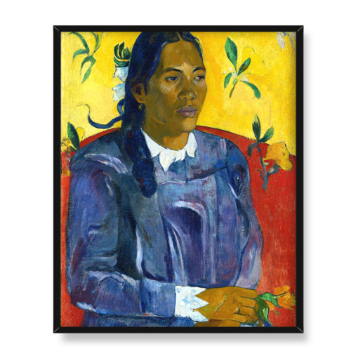 Paul Gauguin Tahitańska kobieta z kwiatem 40x50 w RAMIE