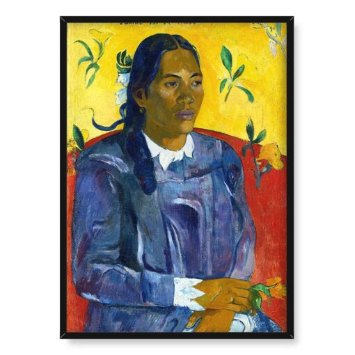 Paul Gauguin Tahitańska kobieta z kwiatem 50x70