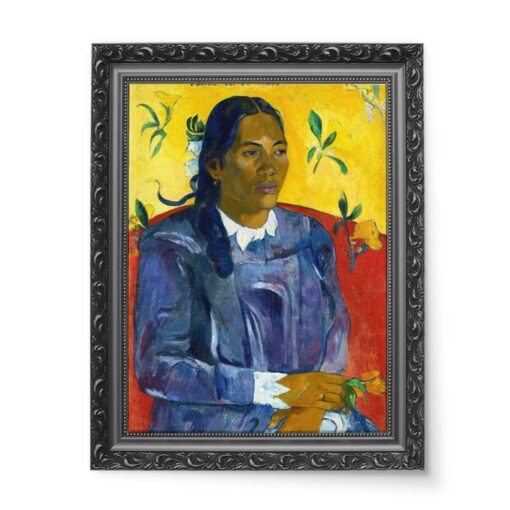Paul Gauguin Tahitańska kobieta z kwiatem 50x70 wydruk na płótnie CANVAS