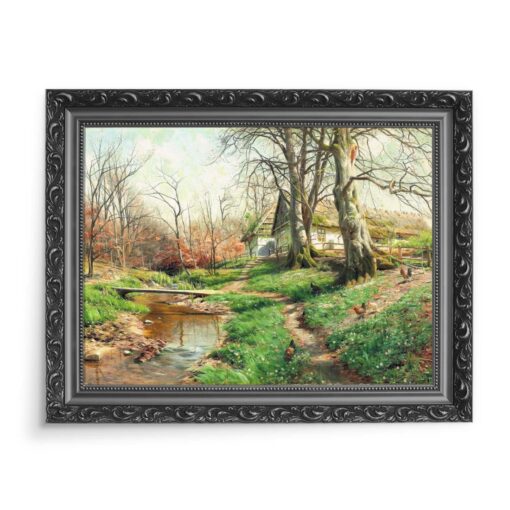 Peder Mork Monsted Farma przy rzece 70x50 wydruk na płótnie CANVAS