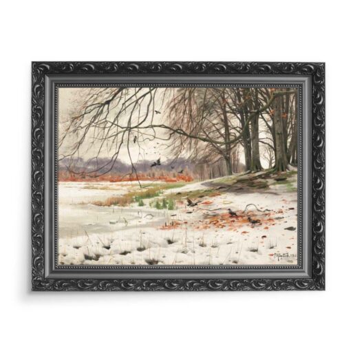 Peder Mork Monsted Zimowy krajobraz 70x50 wydruk na płótnie CANVAS