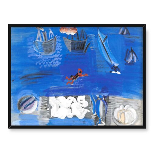 Raoul Dufy Nature Morte et Bateaux 40x30