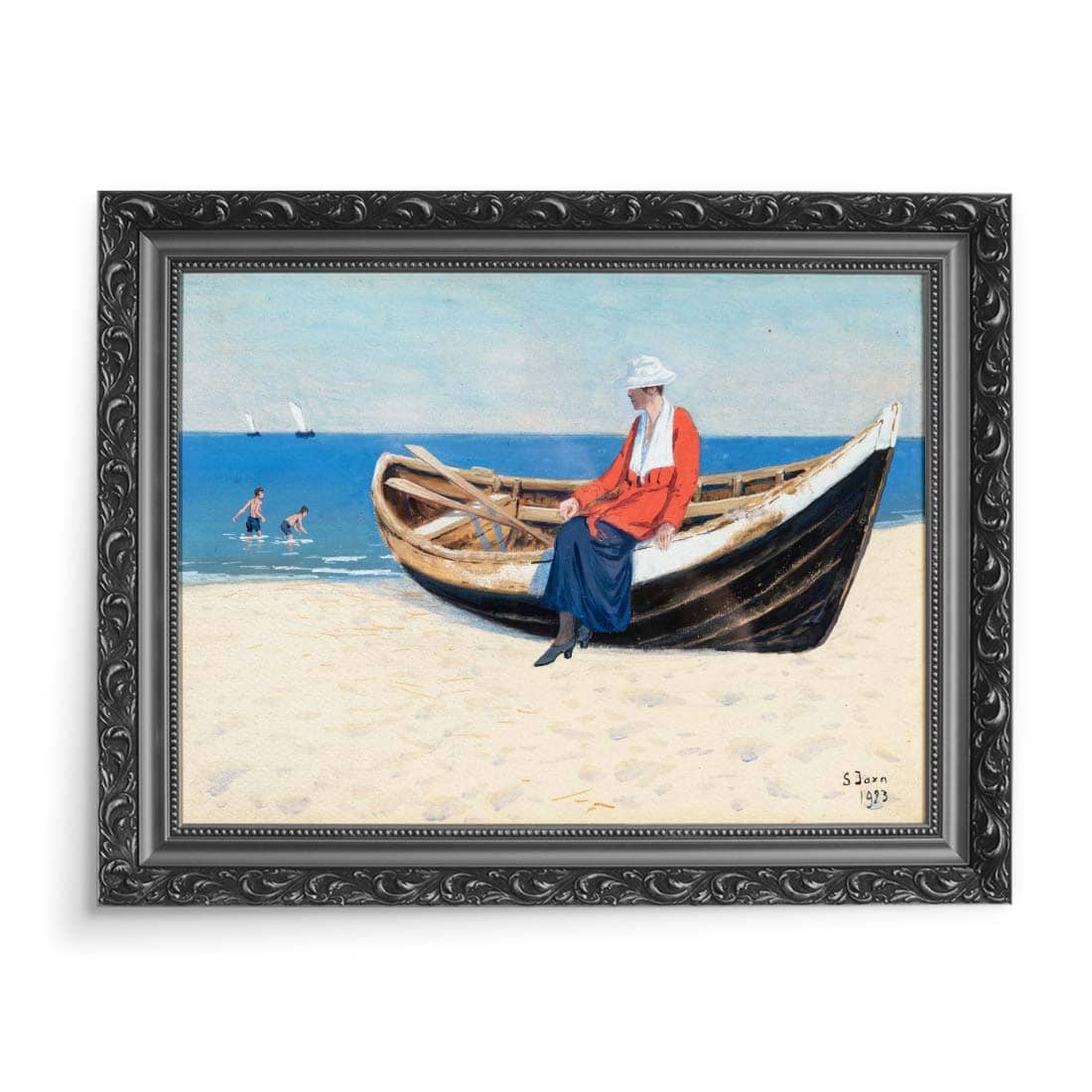 Soter Jaxa Małachowski Dama siedząca na łódce 70x50 wydruk na płótnie CANVAS