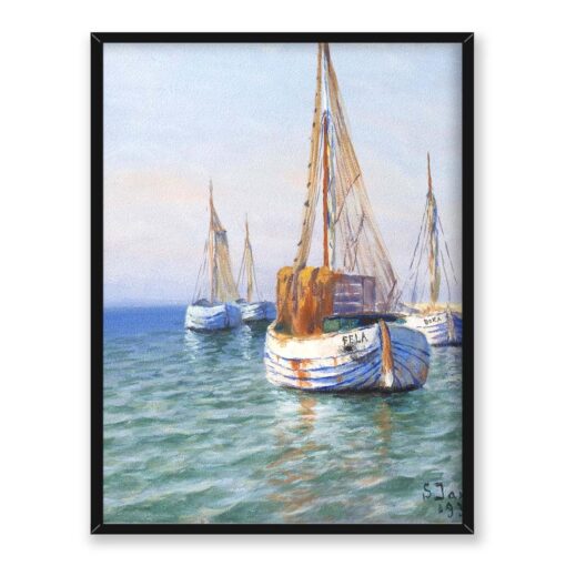 Soter Jaxa Małachowski Kutry rybackie przy brzegu 30x40
