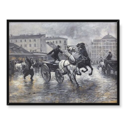 Władysław Podkowiński Na Placu świętego Aleksandra 40x30