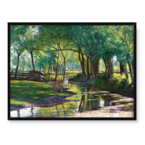 Władysław Podkowiński Zielony krajobraz ze strumykiem 40x30 w RAMIE