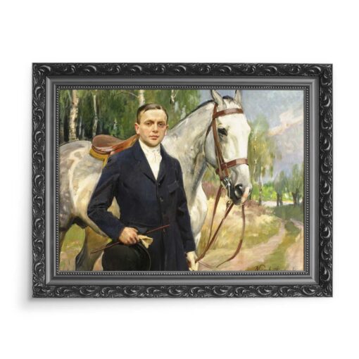 Wojciech Kossak Bronisław Krystall Portret z koniem 70x50 wydruk na płótnie CANVAS