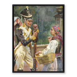 Wojciech Kossak Dziewczyna i żołnierz 30x40