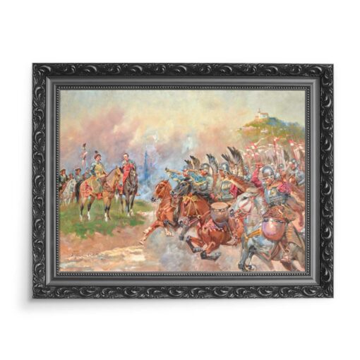 Wojciech Kossak Husaria paradująca przed królem 70x50 wydruk na płótnie CANVAS