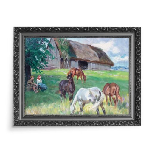 Wojciech Kossak Na łące 70x50 wydruk na płótnie CANVAS