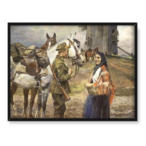 Wojciech Kossak Spotkanie przy młynie 40x30 w RAMIE