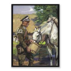 Wojciech Kossak Ułan pojący konia 30x40
