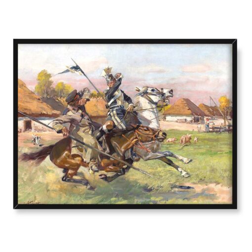 Wojciech Kossak Ułan walczący z Kozakiem 40x30 w RAMIE