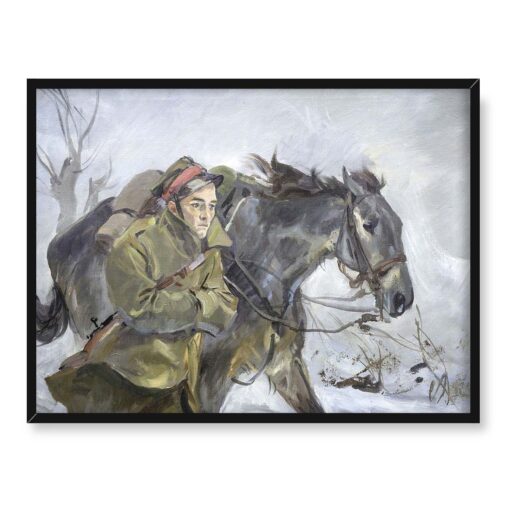 Wojciech Kossak Ułan z koniem 40x30 w RAMIE