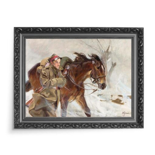 Wojciech Kossak Żołnierz z koniem 70x50 wydruk na płótnie CANVAS