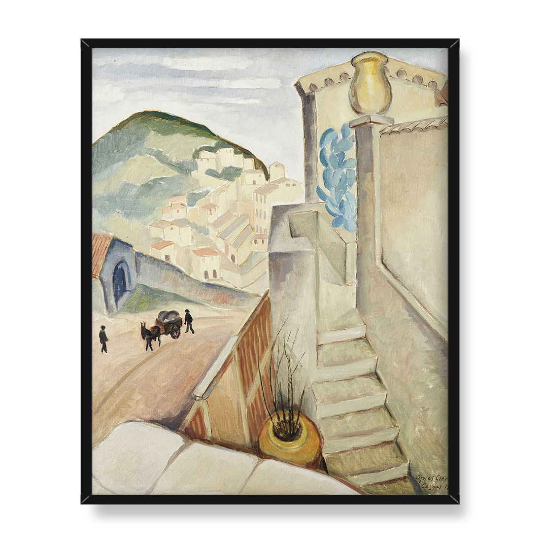 Agnes Cleve-Jonand Południowofrancuski pejzaż Cagnes 40x50 w RAMIE