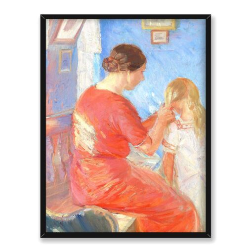 Anna Ancher Mama zaplata włosy dziecka 30x40 w RAMIE