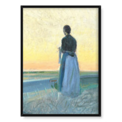Anna Ancher Młoda kobieta stojąca w zachodzącym słońcu 50×70