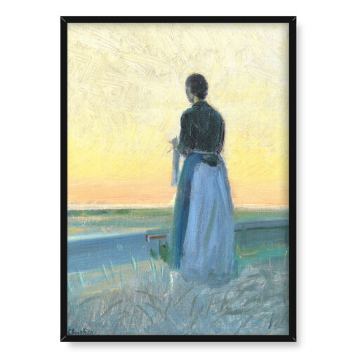 Anna Ancher Młoda kobieta stojąca w zachodzącym słońcu 50x70
