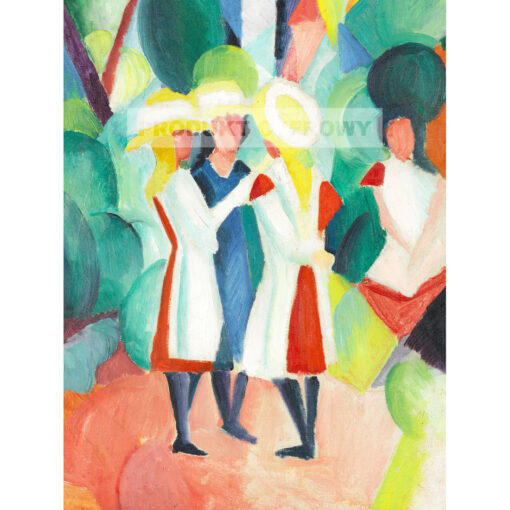 August Macke Trzy dziewczyny w żółtych słomkowych kapeluszach — produkt cyfrowy do pobrania