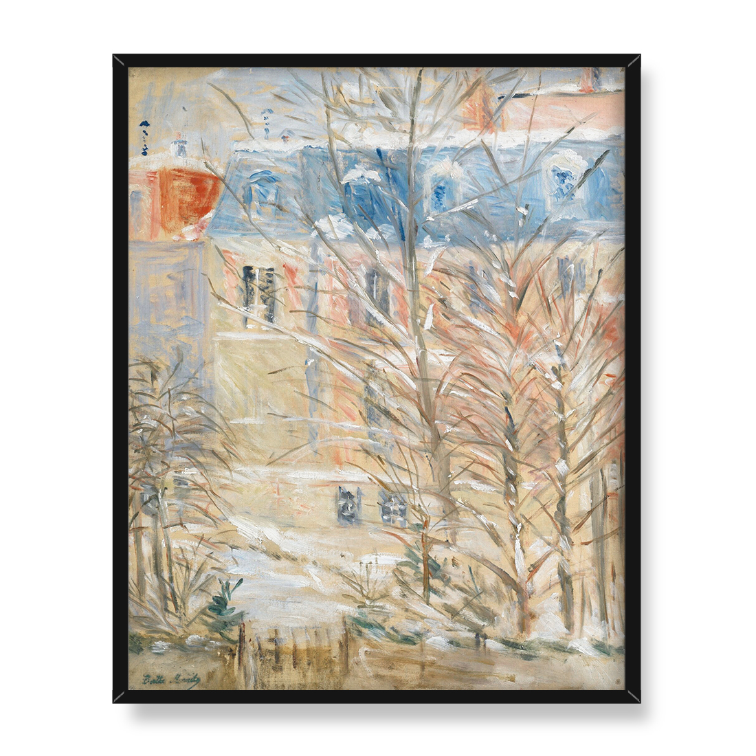 Berthe Morisot Domy pod śniegiem 40x50 w RAMIE
