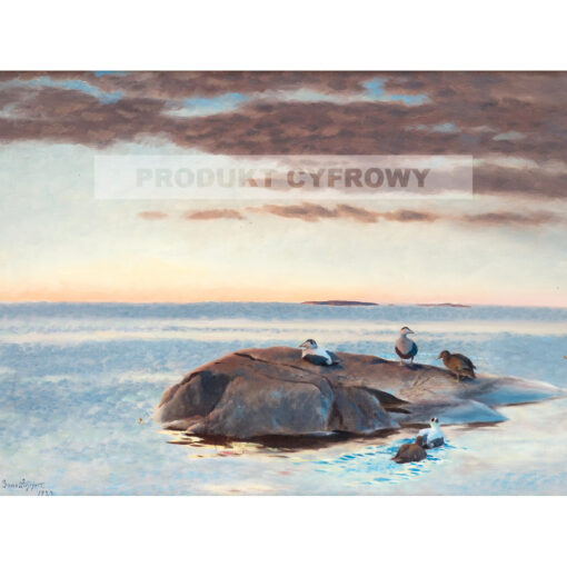 Bruno Liljefors Krajobraz zimowy Ptaki — produkt cyfrowy do pobrania