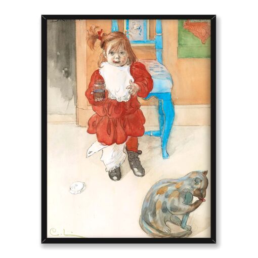 Carl Larsson Brita i kot 30x40 w RAMIE