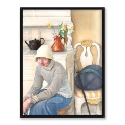 Carl Larsson Dziewczyna z łyżwami we wnętrzu szkoły w Falun 30×40